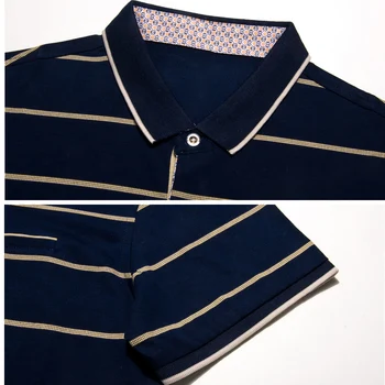 MIACAWOR Novo Slim Fit Polo majice Moške Bombaž Modno Črtasto Moške Poletne Kratek rokav Tee shirt Homme Priložnostne Camisa T718