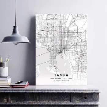Miami, Orlando Tampa FL Florida, ZDA Združene države Amerike Zemljevid Plakat