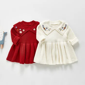 MILANCEL 2021 Otroška Oblačila za Malčke Dekliška Puloverji Vezenje Baby Plesti Pulover Obleko