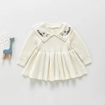 MILANCEL 2021 Otroška Oblačila za Malčke Dekliška Puloverji Vezenje Baby Plesti Pulover Obleko