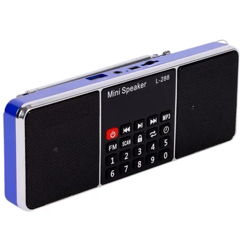 Mini Prenosni in Polnilna Stereo L-288 FM Radio, Zvočniki LCD Zaslon Podpira TF Kartice USB Disk Predvajalnik Glasbe MP3 Zvočnik(Modra)