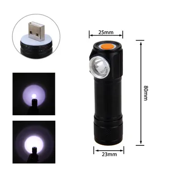 Mini USB Polnilna Svetilka LED Žaromet Glavo Baklo Žarometi z Baterije, za Kampiranje na Prostem