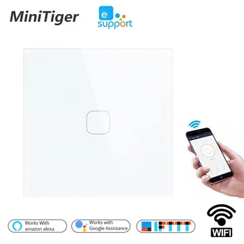 Minitiger EU/UK WIFI Smart Touch Stikalo APP Brezžični Daljinski Svetlobe Stensko Stikalo Kristalno Steklo Plošče Delo Z Alexa / googlova Domača stran