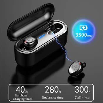 MKUYT F9 Mini 5D Brezžične Stereo Slušalke Bluetooth Slušalke IPX7 Nepremočljiva Šport Čepkov z 3500mA Moči Banke Polnilnik Polje