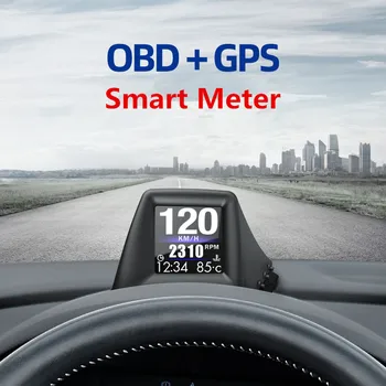 Moda 2020 OBD+GPS pametno oceniti z 270 stopinj Flip zaslona A-Steber trim ali dal nadzorno ploščo namestite Jasno koda Napake merilnik Hitrosti