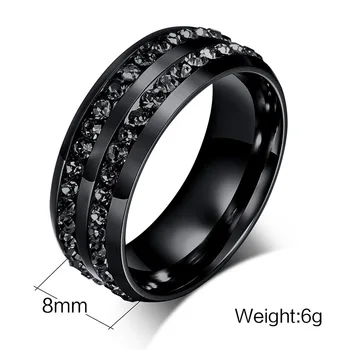 Moda iz nerjavečega jekla, titana black cz cirkon moški prstan band večnost udejstvovanje obroči za moški prst na debelo nakit R4657