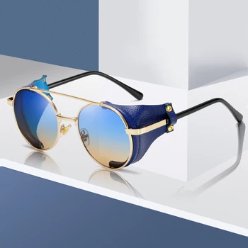 Moda Krog Steampunk sončna Očala blagovne Znamke Design Moški Ženske Punk sončna očala UV400 Luksuzni Sunglass Odtenki Oculos de sol