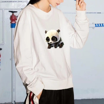 Moda Nekaj Prevelik Hoodies za Ženske, Moške Srčkan Panda Natisne Majica Krog Vratu Priložnostne Bombaž Puloverju, ki so Hoody Ulične
