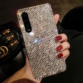 Moda Polno Bling Diamond Kristalno Jasno Primeru Kritje Za iPhone 11 Pro XS Max XR X 8 7 6 6S Plus SE 2020 Luksuzni DIY Boginja Primeru