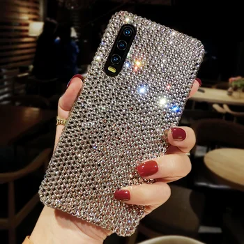 Moda Polno Bling Diamond Kristalno Jasno Primeru Kritje Za iPhone 11 Pro XS Max XR X 8 7 6 6S Plus SE 2020 Luksuzni DIY Boginja Primeru