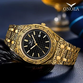 Moda starinsko jekla pasu nepremočljiva moške quartz uro umetno zlato uro moške modele 2020 nove luksuzne slog ženske