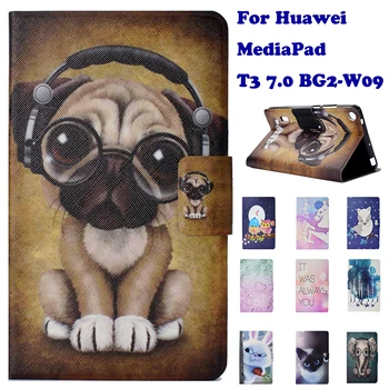 Moda Stojalo PU Usnja Flip Case Za Huawei MediaPad T3 7.0 BG2-W09 Tablični Pametni Primeru Zajema Fundas Coque Pes Panda Slon