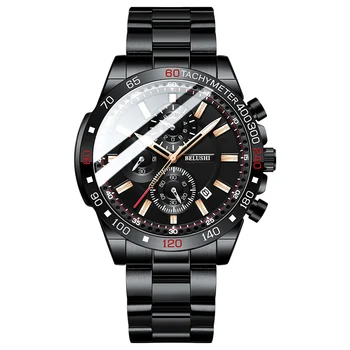 Moda za moške ročno uro quartz nepremočljiva volfram jekla watchband večfunkcijsko kronograf šport priložnostne luksuzna moška ura