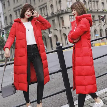 Moda za ženske navzdol jakno 2021 nove dolgo zadebelitev tople zimske jakne ženski plašč barva slim jakna ženska pozimi parkas