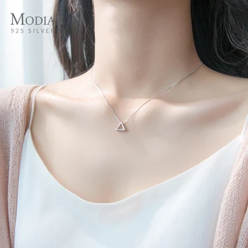 Modian Moda Preproste Zasnove, ki je Geometrijska Trikotnik 925 Sterling Srebro Mini Obesek za Ogrlico Ženske Japonski Slog Fine Nakit