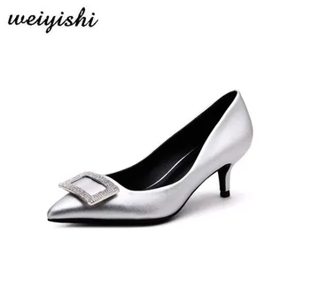 Modna srebrna usnjeni čevlji, pravi usnjeni sandali ,klasični slog,kravje usnje