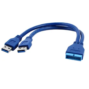 Modra 2 Vrat USB 3.0 Tip A Moški do 20 Pin Header Moški Kabel Kabel