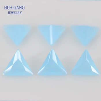 Modro Prosojno Trikotnik Oblike, Princesa Cut Svoboden Steklene Kroglice Sintetičnih Gems Za Nakit, Velikosti 3 x 3~8x8mm Brezplačna Dostava