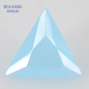 Modro Prosojno Trikotnik Oblike, Princesa Cut Svoboden Steklene Kroglice Sintetičnih Gems Za Nakit, Velikosti 3 x 3~8x8mm Brezplačna Dostava