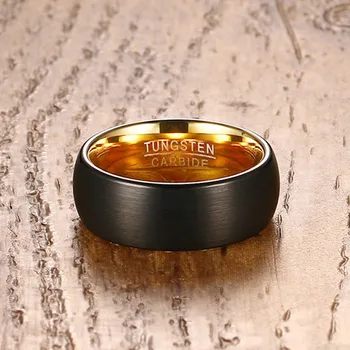 Modyle Zlato Barvo 8 mm Black Volfram Obroči za Moške, Poročni Nakit