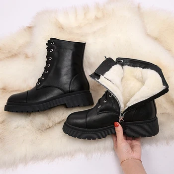MORAZORA 2021 Nov prihod sneg škornji pravega usnja gleženj škornji udobno, toplo ženske blagovne znamke čevlji dame čevlji