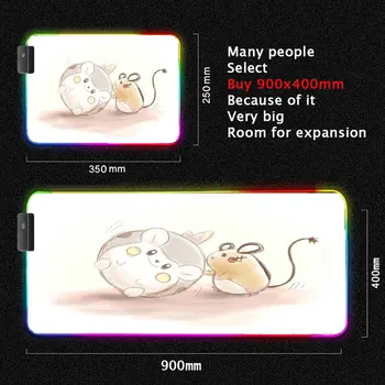 Mousepad Mačka Tačka Miško Slipmat Kawaii Roza Desk Dekor Dekle Gaming Pripomočki Srčkan Velike Mouse Pad Xxl Desk Pad Led Rgb za Pc