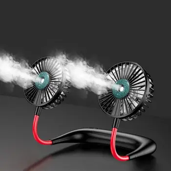Močno Prenosni Usb Mini Vratu Fan Neckband Ljubitelj Vode Megle Ventilator Z Mini Spray Klimatska Naprava Za Polnjenje 3 Nastavljiva Hitrost
