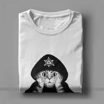 Moški Aleister Meowly Crowley T Shirt Čarobno Salomona Magijo Wicca Demon Poganski Zlo Čistega Bombaža Vrhovi Kratek Rokav Tee Poletje T-Shirt