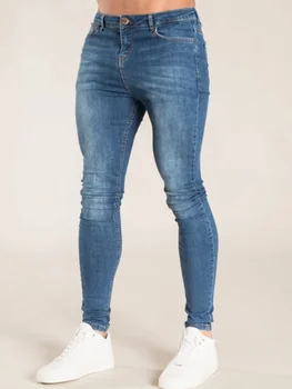 Moški Elastična Skinny Kavbojke Moški 2020 Stretch svinčnik hlače Ulične Mens Denim Jeans Modra, Tek Kavbojske Hlače