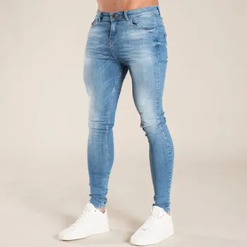 Moški Elastična Skinny Kavbojke Moški 2020 Stretch svinčnik hlače Ulične Mens Denim Jeans Modra, Tek Kavbojske Hlače