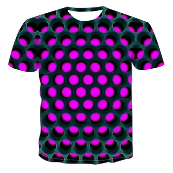 Moški Kratek Rokav Slim Fit Vrhovi Tees t Mens Geometrijski 3D tridimenzionalni Vzorec Digitalni Tisk T-shirt Poletje T-shir