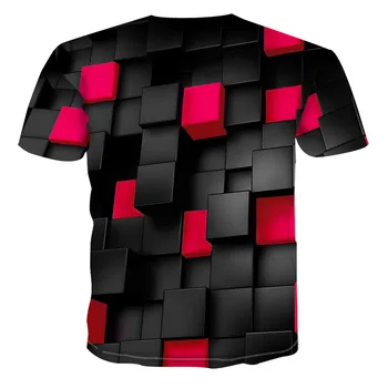 Moški Kratek Rokav Slim Fit Vrhovi Tees t Mens Geometrijski 3D tridimenzionalni Vzorec Digitalni Tisk T-shirt Poletje T-shir