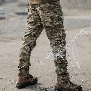 Moški Prostem Tovora Hlače Jogger Prikrivanje Dihanje Nepremočljiva Multi Žepi Vojaške Vojske Taktično Hlače