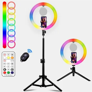 Možnost zatemnitve RGB Obroč Svetlobe s Stojala Stojalo Držalo za Telefon Desk USB Selfie Svetlobni Obroč Lučka Ringlight za Ličila Youtube TikTok Vlog