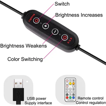 Možnost zatemnitve RGB Obroč Svetlobe s Stojala Stojalo Držalo za Telefon Desk USB Selfie Svetlobni Obroč Lučka Ringlight za Ličila Youtube TikTok Vlog