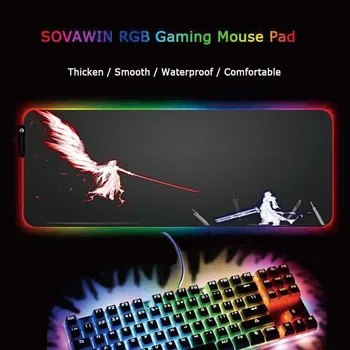 MRG Anime Final Fantasy RGB Velike Gaming Mouse Pad Igralec Xxl Led Miško Mat, Tipkovnica, namizje Miši Pad z Osvetlitvijo