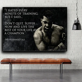 Muhammad Ali Portret Platno Slikarstvo Boks Športne Črno-Bele Plakate in grafike Doma Dekoracijo Telovadnici Dnevna Soba Slike