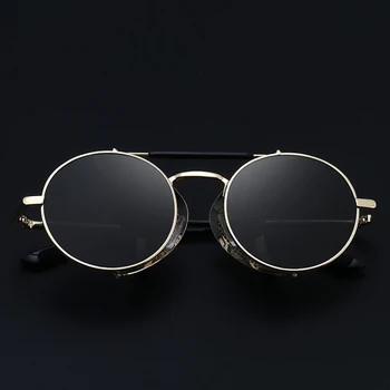 MUSELIFE Retro Okrogla Kovinska sončna Očala Steampunk Moški Ženske blagovne Znamke Oblikovalec Stekla Oculos De Sol Odtenki UV Zaščita