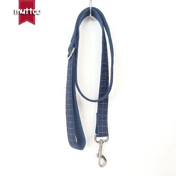 MUTTCO modra kariran pes ovratnik s kravato loka GLOBOKO MODRO KARIRAN 5 velikosti udobno psa ovratnice in povodci set 5 velikosti UDC021
