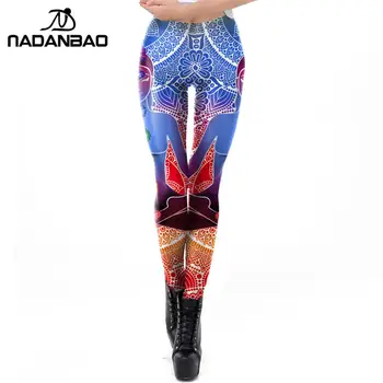 NADANBAO 7 Chakra Barve Ženske Dokolenke Uvježbavanje Hlače Mandala 3D Tiskanje INDIJA Vzorec Elastična Slim Legging Fitnes Hlače