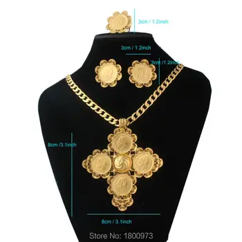 Najnovejši Velik Križ Velikost Etiopski poroko Habesha nakit kompleti Za Ženske Zlata, ki je Napolnjena Križ Nakit Afriške poročni nakit sklopov