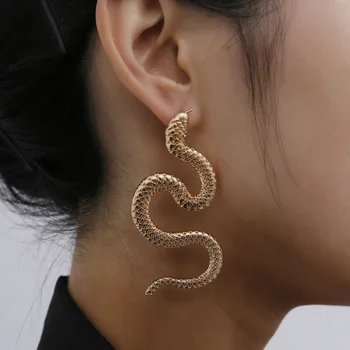 Nakit osebnost popačeni geometrijo hip-hop uhani ženska kača pretirana moda embossment dolgi uhani
