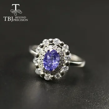 Naravna Modra tanzanite nakit set ovalnih 6*8 mm zaponko uhan klasičnih obroč 4.5 ct resnično lep gemstone nakit 925 sterling silver