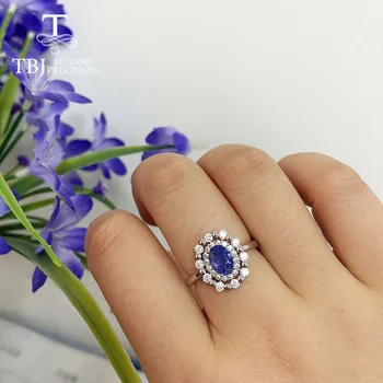 Naravna Modra tanzanite nakit set ovalnih 6*8 mm zaponko uhan klasičnih obroč 4.5 ct resnično lep gemstone nakit 925 sterling silver