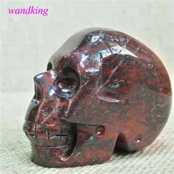Naravni bloodstone quartz crystal skull kristalno čakro, lobanja, dekorativni kamni in kristali(velikost:45*30*38 mm)