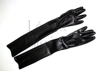 Naravno perilo, dolgo pet prstov Zentai latex rokavice v črni barvi za odrasle