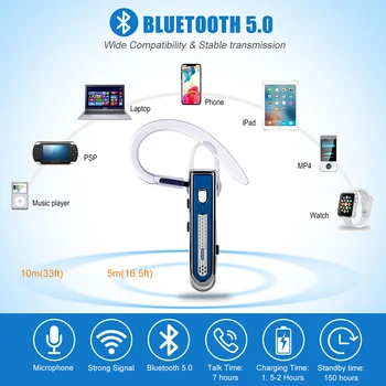 Nastavljiv B4 Bluetooth Slušalke V5.0 brezžične Slušalke stereo Prostoročno Podjetja Bluetooth Slušalke z Mikrofonom za pametni telefoni