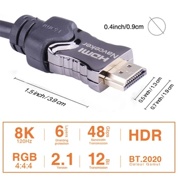 Navceker HDMI 2.1 Kabel 8K/60Hz 4K/120Hz 48Gbps HDCP 2.2 HDMI Kabel za PS4 Razdelilno Stikalo Audio Video Kabel 8K HDMI 2.1