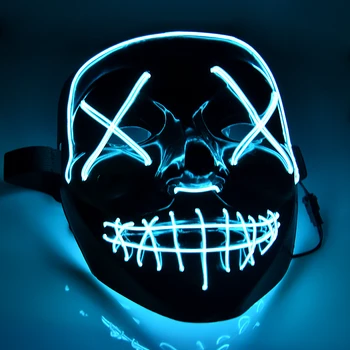 Neon LED Maske za noč Čarovnic Maskara Žareti V Temno Strašno Lobanje Masko Stranka Festival Purge Grozo Ghoul Anime Cosplay Kostum