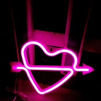 Neon Srce obliko Znaka Nočne Luči Baterije ali USB Upravlja Neon Stenske svetilke za Božič, Rojstni dan, Poroka Stranka Valentinovo